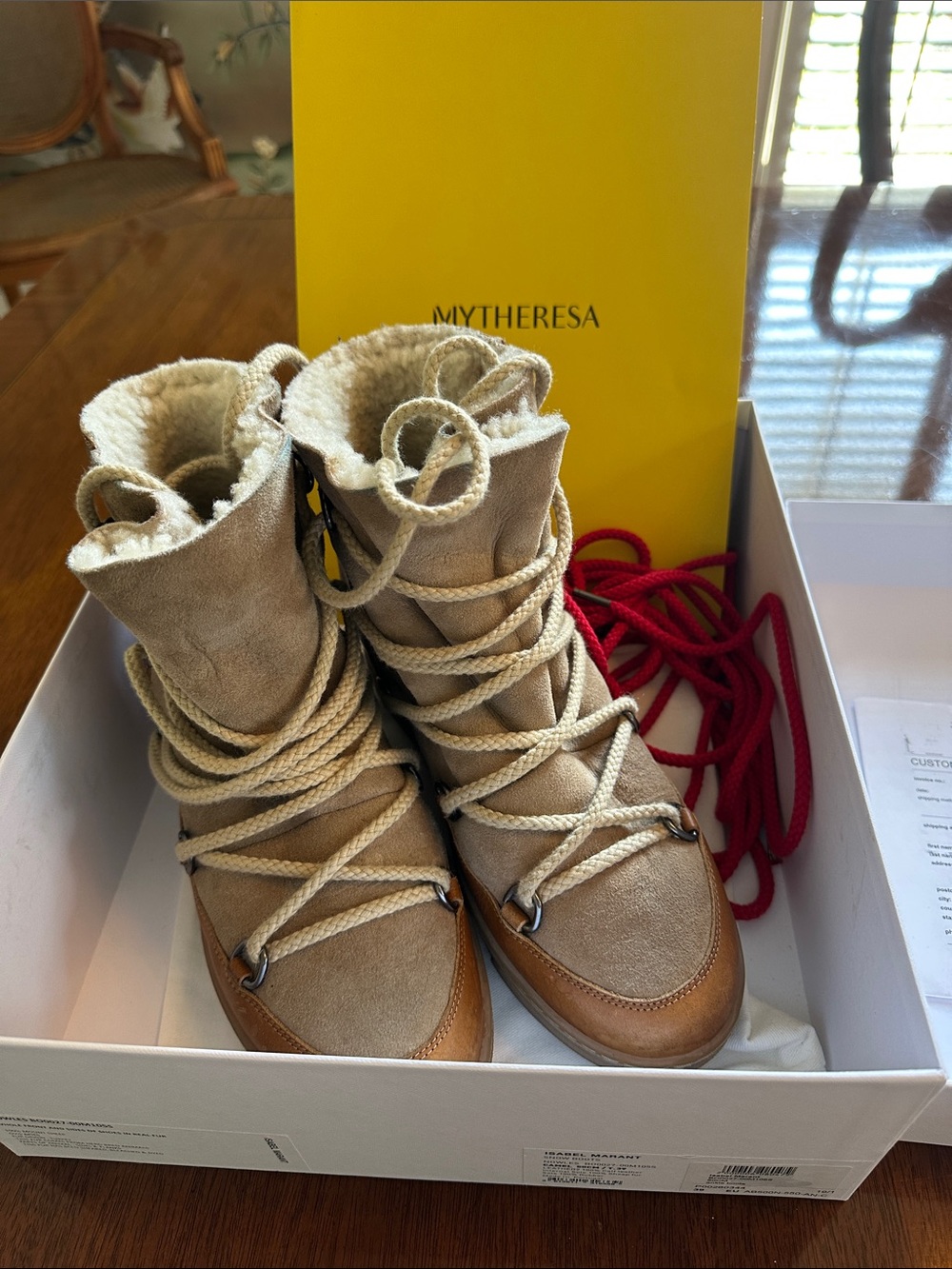 Isabel Marant Beige Shearling Lace-Up Women's nowles Boots